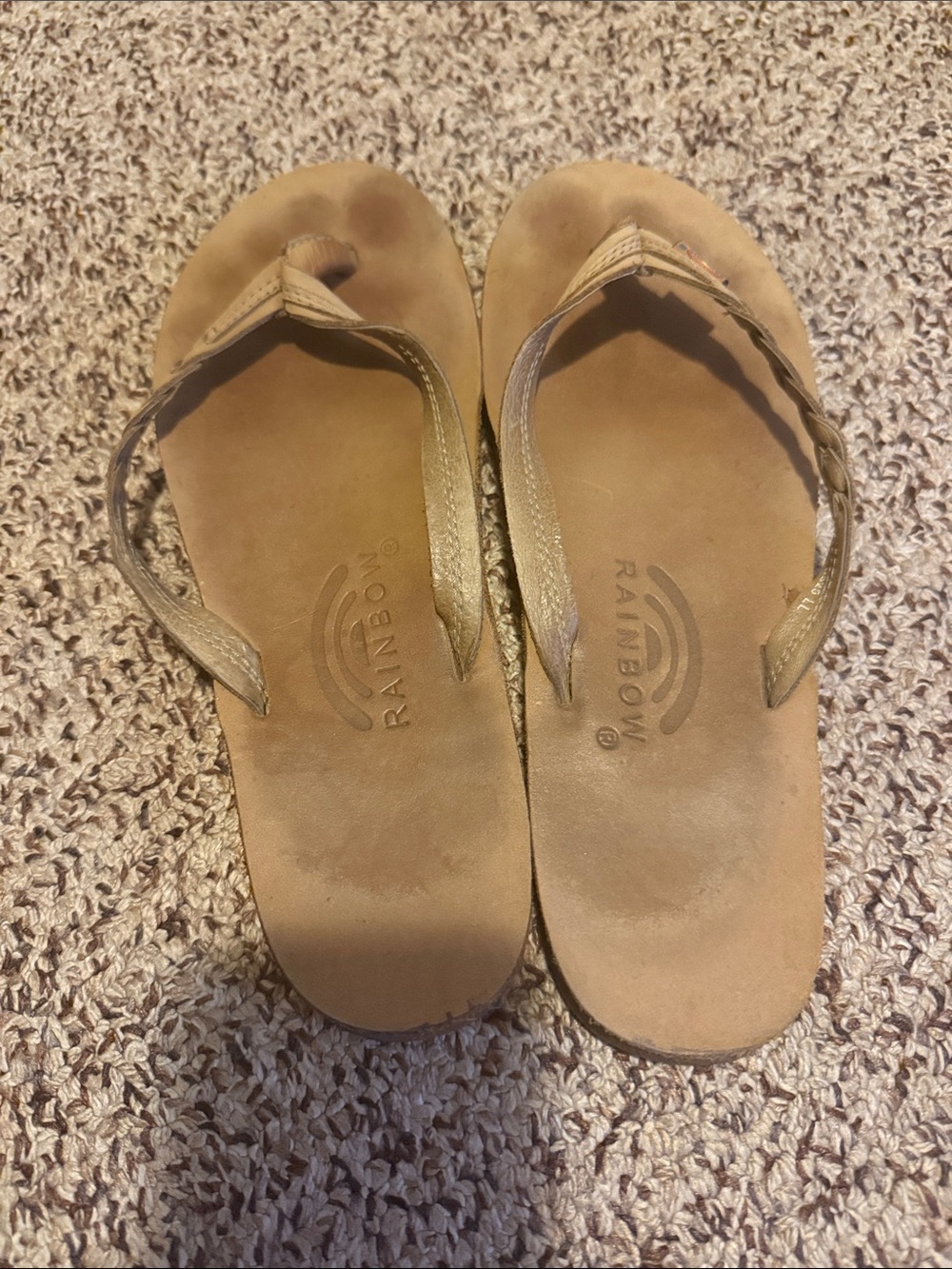 Rainbow Women's Light Brown Leather Flip Sandals